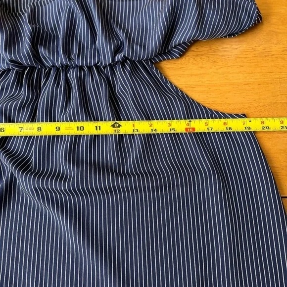 Madewell Navy Blue Silk Satin Balcony Off the Shoulder Top Blouse Ruffle, Size S - Picture 10 of 11